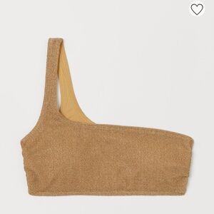 H&M gold one shoulder swimsuit bikini top size 2
